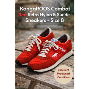 KangaROOS Combat Red Sneakers Size 8 Retro Nylon Suede Trainers Y2K Vintage